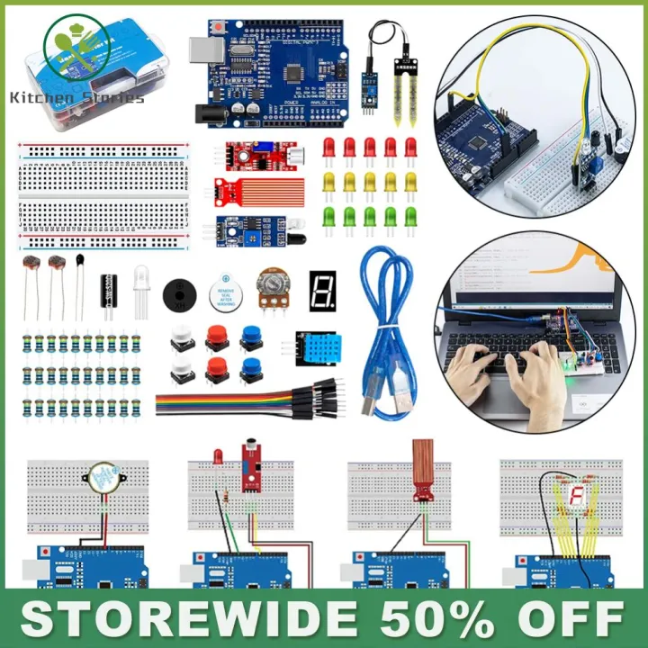 Complete DIY Kit for Arduino UNO R3 with Breadboard LED Sensor Modules ...