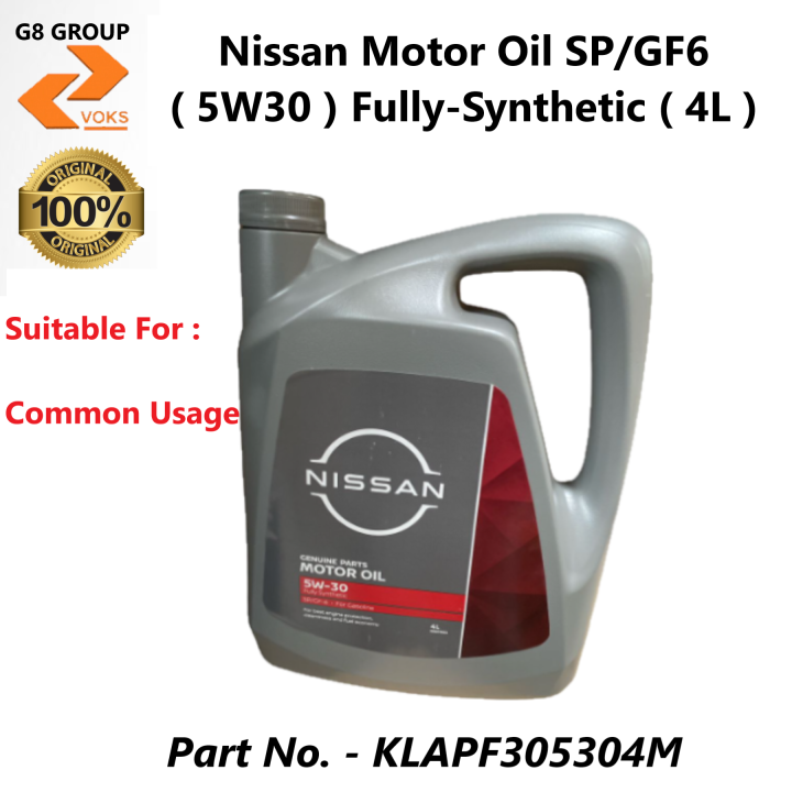 Nissan Fully Synthetic 5W30 Engine Oil 4L SP/GF6 ( KLAPF305304M ) | Lazada