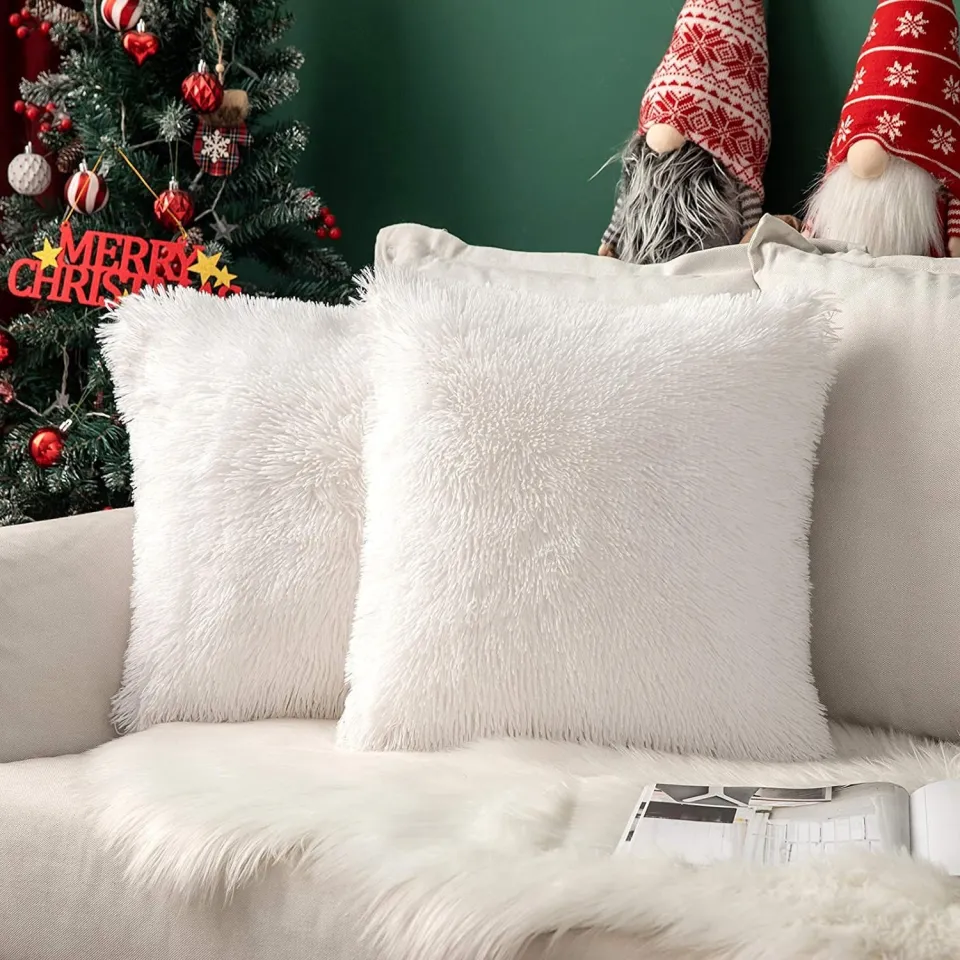 Solid Soft Fluffy Cushion Cover Decorative Sofa Pillow Cover Home