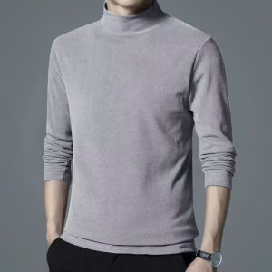 Áo Giữ Nhiệt Nam Cổ 3 Phân Áo Thun Nam Dài Tay Lót Nỉ Cotton Thu Đông Giữ Ấm Dáng Thể Thao