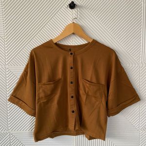 Atasan kaos stik balik kantong dua lengan pendek wanita/atasan wanita/kaos babyterry/crop top Korean