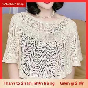 CS Của Phụ Nữ Dệt Kim Rỗng bông khăn choàng khăn áo mùa hè mùa thu thanh lịch phụ nữ mặt trời bảo vệ áo khoác smock