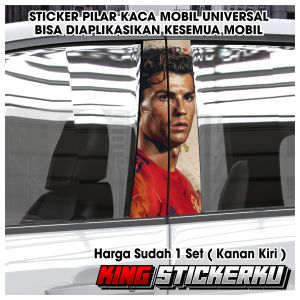 Stiker Pilar Pintu Jendela Mobil Kanan Kiri Bahan Vinyl Antigores Motif Decal RONALDO .KS.07