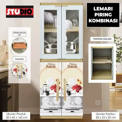 STUDIO ASLI - LEMARI RAK PIRING PLASTIK + PEMBUANGAN AIR LEMARI MAKANAN SERBAGUNA