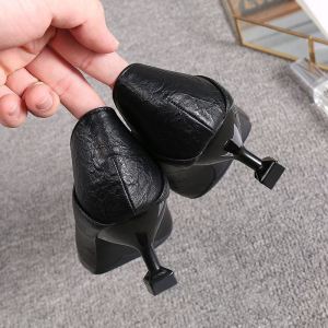 Free Shipping WomenS Small Heel Shoes Versatile For Spring And Autumn New Style 3Cm High Heel 5Cm Mid-Heel Cat Heel Black Suitable For Professional And Work Settings