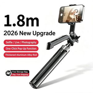 1.8M One-Click Pop-Up Selfie Stick 4-Axis Gimbal Phone Tripod Bluetooth Remote Anti-Shake Live Stream Stand