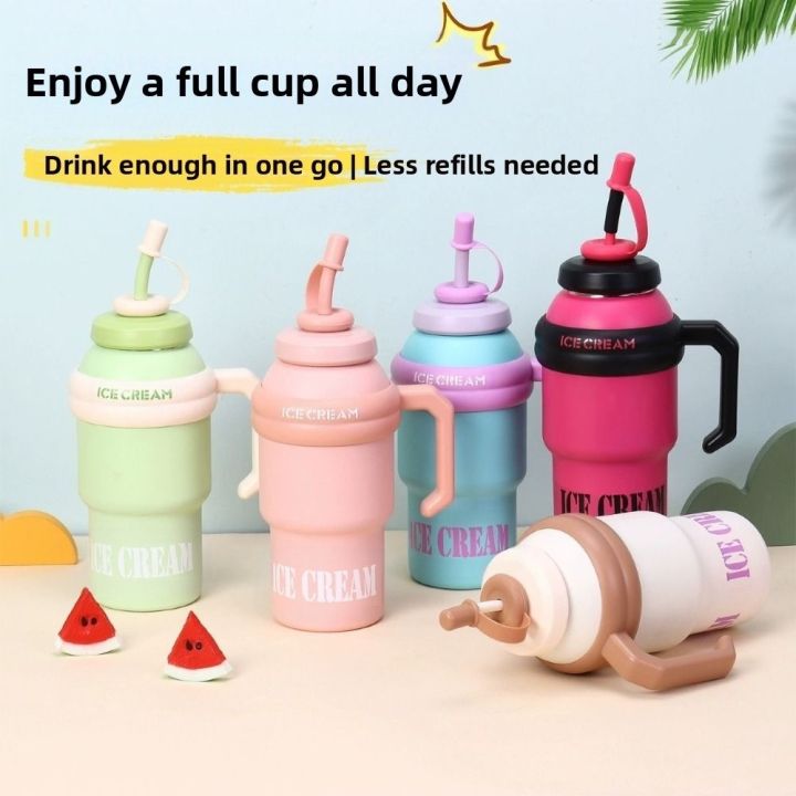 HJKL Chống rò rỉ Bình nước giữ nhiệt Sáng tạo 1000ml Cốc có ống hút Quà ...