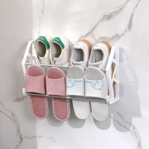 Towel Rack Slipper Rack Wall Bathroom Wall-Mounted Storage Rack Towel Holder Organizer Shoes Holder