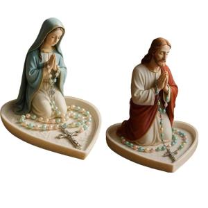 Thánh mẹ cha bức tượng cầu nguyện khay nhựa Tôn Giáo decors hộp hạt Mân Côi cho nhà thờ hoặc quà tặng cho