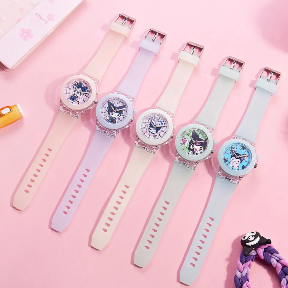 Sanrio Kuromi Cinnamoroll Pachacco Kids Watches Silicone Strap Anime  Cartoon Electronic Watch Children Luminous Wrist Watch Gift | Lazada