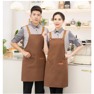 Canvas Waterproof Apron Work Clothes For Milk Tea Shops Restaurants Coffee Shop And Kitchen