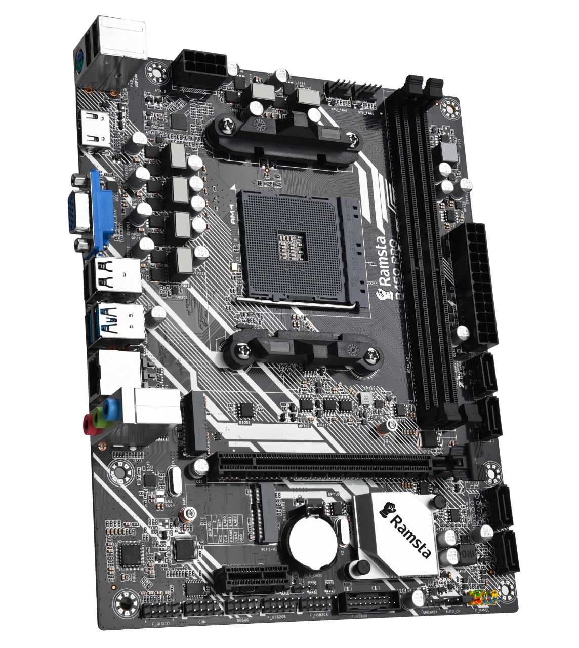 Ramsta B450M ATX Motherboard 8 Pin Support AMD AM4 Socket For AMD Ryzen 3 / Ryzen 5 1000-5000 Series Processor