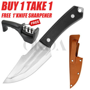 Stainless Steel Chef knife Japanese Meat Knife Solid Wood Handle Knife Cooking Knives (With Knife Sharpener)