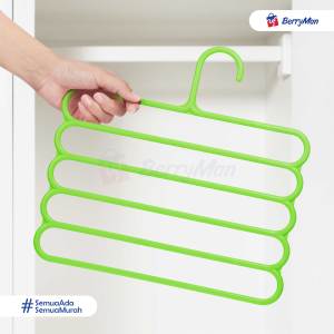 Hanger Plastik Susun 5 Tingkat Anti Slip Multifungsi Gantungan Baju Celana Hijab Minimalis