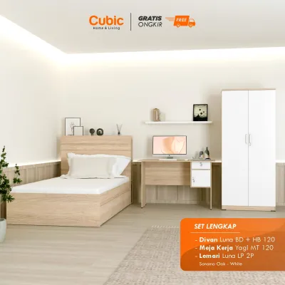 Cubic Set Kamar Tidur / Paket Kamar Gold 2 / LUNA HBD 120 + LUNA LP 2P/3P + YAGI MT 120