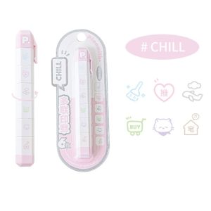 OKKFINE Self-ink To Do List Journal Stamp Cartoon Detachable Seal Pen Cute Portable Diary Seal Kids Gift School Stationery