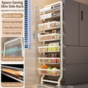 [SG Stock]Kitchen Racks No Drill Double Sided Pull Out Storage Organizer for Narrow Space