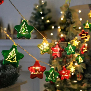 Dây đèn LED trang trí Noel kiểu trái châu tròn Ngôi sao nhiều màu Cắm điện Trang trí Noel siêu lung linh
