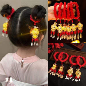 Childrens Luminous Lantern Hair Circle Girl Antique High Elastic Hair Rope Little Girl Ball Headband Hair Ornament