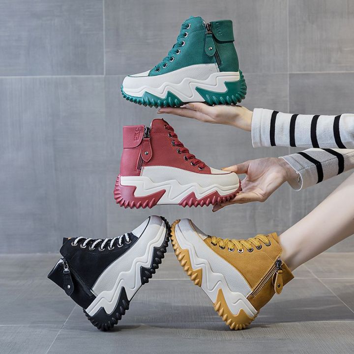 Leather 6cm Thick Shoes for Women's Soft Soles for Sports and Leisure  Women's Sneakers Lazada PH