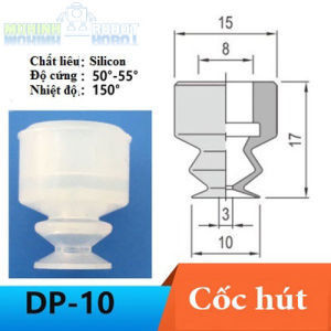 Núm hút chân không SMC 2 lớp đầu lắp 8mm silicon trắng