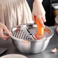 3ชิ้น มัลติฟังก์ชั่สแตนเลสครัวขูดเครื่องตัดผักเครื่องตัดผักตะกร้าท่อระบายน้ําชุดผลไม้ท่อระบายน้ําอ่าง. 