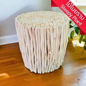 โต๊ะไม้ โต๊ะกาแฟ สตูลไม้ ม้านั่ง ไม้ไมยราบ Stool 46x46x46cm มินิมอล ธรรมชาติ แต่งบ้าน แต่งสวน โต๊ะวางของ วางต้นไม้ Unique Wood sticks side table stool