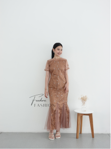 Feodora Fashion (PREMIUM) DRESS CAROLINE [ M L XL XXL ] / DRESS PESTA ACARA NATAL / DRESS PREMIUM WANITA
