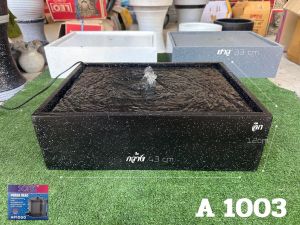 A1003น้ำพุฮวงจุ้ยสีดำ น้ำล้นทรงเรียบ ได้ยกชุดมีปั๊มน้ำ