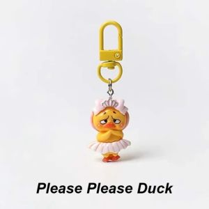 พวงกุญแจอัปเซตเป็ดสีเหลืองรูปการ์ตูน6ชิ้นกระเป๋าตุ๊กตาเป็ดสุดน่ารักของขวัญสำหรับคู่รักพวงกุญแจรถจี้ตกแต่ง