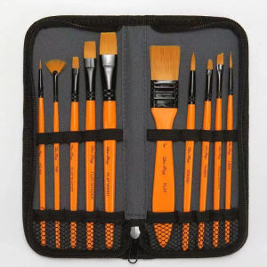 10pcs Nylon Brushes Gouache Watercolor Oil Painting Acrylic Brush Set Art Painting Tools