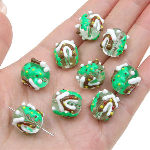 ลูกปัดตกแต่งคริสต์มาสเครื่องประดับลูกปัดแก้วลูกปัดแก้วทำมือ1ชิ้นสำหรับงานแฮนด์เมดเครื่องประดับคริสต์มาสงานฝีมือของขวัญ