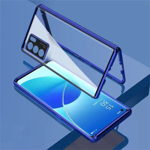 360 Full Case For Oppo Reno 12 Pro 5G Reno11 11Pro Double Sided Adsorption Metal Tempering Glass Protection Cover