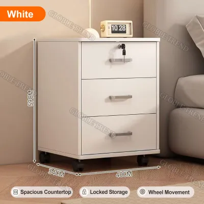 3 Layer Storage Cabinet File Bedside Table Modern Bedroom Living Room Storage Cabinet With Lock Small Square Desk Mini Sofa Side Table Corner Table