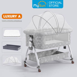Nôi cũi cho em bé sơ sinh ghép chung giường ngủ gấp gọn Luxury MySun