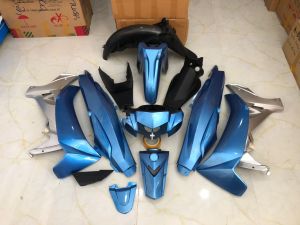 Bộ nhựa xe sirius xăng cơ màu xanh dương phối bạc dán sẵn tem. Nhựa abs