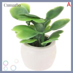 [Cumarba] 1:12 dollhouse Miniature Green Plant ในหม้อเฟอร์นิเจอร์ตกแต่งบ้านอุปกรณ์เสริม