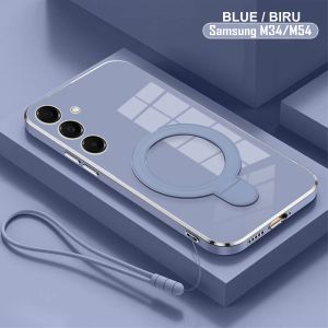 Softcase Samsung M15 M23 M34 M54 A24 A25 A35 A55 A13 A14 A15 A16 A52 A52s 4G 5G CaseRing Plating Holder Magnetic Free Tali Lanyard Premium