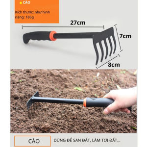 Bộ Dụng Cụ Làm Vườn Mini 4 Món gồm Cuốc Xẻng Cào Bằng Thép Sơn Tĩnh Điện Tay Cầm Cao Su Chống Trượt Tiện Dụng
