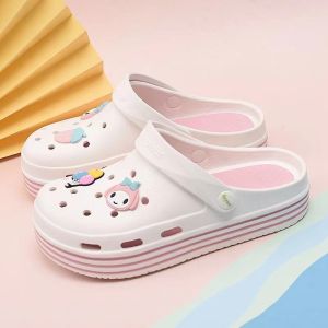 Best Selling Womens Breathable Slip on Beach Sandals Korean Style Cute Cartoon Flat Comfort Rubber Sandals For Women On Sale