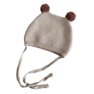 DYJKOUG Solid Color Baby Knitted Hat Warm Crochet Woolen Hat Comfortable Double Pompom Toddler Beanies Cap Infant