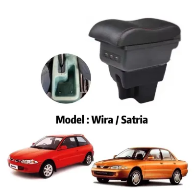 CAR ARMREST 3USB Port Adjustable 2layer Console Box Storage Axia Bezza Viva Myvi Wira Saga BLM FLX Exora Persona Iriz Brv Almera Satria Rush Aruz