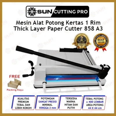 Alat / Mesin Pemotong Kertas 1 rim A3 858 - Mesin Thick Layer Paper Cutter 858 A3 Kualitas Super Premium Garansi 2 Tahun ( Alat Potong Kertas / Paper Cutter hvs Sticker Art Paper Undangan Buku Brosur Uk A6 A5 A4 F4 A3 )