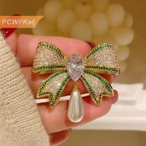 【PCWFKef】 Khí Rhinestone Bowknot trâm cài cho phụ nữ cô gái thời trang tinh tế Corsage thanh lịch phù hợp với pins quần áo phụ kiện Quà Tặng