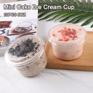 10pcs 150ml 5oz Round Clear Dessert Plastic Container Lid Mousse Mini Cake Ice Cream Disposable Pudding Cup