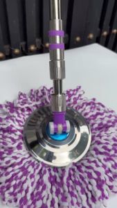 Bộ lau nhà xoay 360 độ màu Tím cây lau Thái 3 sọc 4 # dài 1m25 thân inox toàn thân bông thấm hút