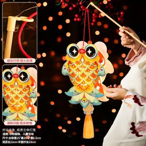 2024 DIY Lantern Mid Autumn festival 中秋灯笼 Handheld Luminous Small Lantern DIY Ancient Style Lotus Lantern Handmade Material Package Children Gifts