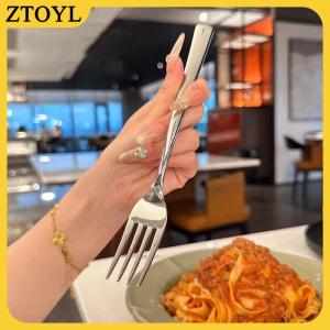 ZTOYL  Thép không gỉ ăn tối ngã ba dài xử lý bảng dĩa Set Hàn Quốc dao kéo bốn tine salad tráng miệng trái cây dĩa nhà bếp