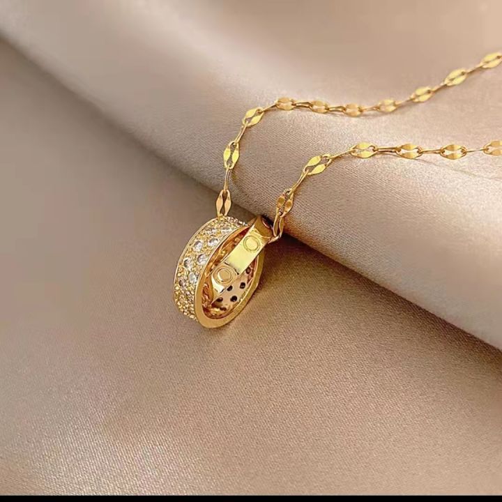 TWO RINGS NEW DESIGN GOLD NECKLACE Stainless Steel Chain Necklace