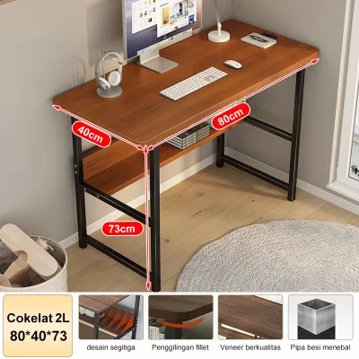 BMZAR Meja Belajar Minimalis Modern Meja Kerja Komputer Meja Kantor Rumah Multifungsi Kokoh dengan Rak